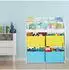 Relaxdays Kinderregal mit 4 Stoff-Aufbewahrungsboxen, Weiß/Hellblau/Grau
