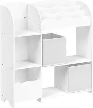 Songmics Kinder-B&uuml;cherregal & Spielzeugregal mit 2 Aufbewahrungsboxen, Wolkenwei&szlig; (GKR042W01)