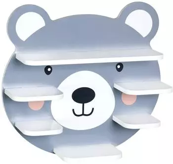 Kesper Kinderregal Teddyb&auml;r Wandmontage, grau, 45x42x12cm (17785)