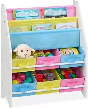 Relaxdays Kinderregal mit Boxen, 62,5x31x74cm