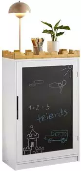 SoBuy KMB43-W Kinderregal mit Tafel, 5 Fächer, weiß (KMB43-W)