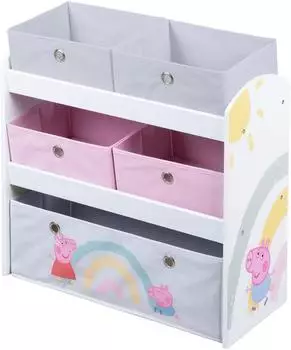 Roba Peppa Pig Kinderregal mit 5 Stoffboxen, weiß, MDF, 64x60x30cm (450159PP1)