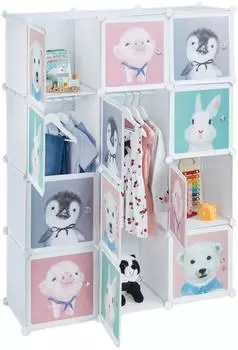 Relaxdays Kinderregal mit Türen, 8 Fächer, weiß