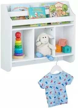 Relaxdays Kinderregal Wandregal 5 Fächer, weiß (60x17,5x51,5cm)