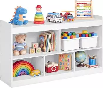 Songmics Kinderregal 5 offene Fächer, weiß, 30x112,2x65cm