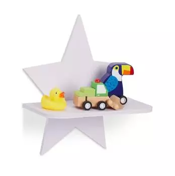 Relaxdays Wandregal Stern Kinderzimmer, Kiefernholz, weiß (27,5x25x11,5cm)