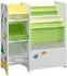 en.casa Vimianzo Kinderregal mit 3 Faltboxen, Dinosaurier-Motiv, weiß/grün/gelb