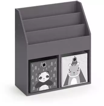 VICCO Luigi Kinderb&uuml;cherregal mit Faltbox, grau, 72x79cm (37175)