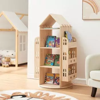 en.casa Sanköre Kinderregal drehbar, Kiefernholz, 122x64x43cm