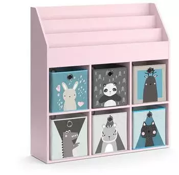 VICCO Luigi Kinderbücherregal rosa mit grauen Faltboxen, 107x114cm (40776)