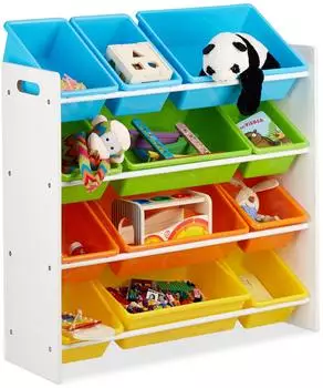 Relaxdays Kinderregal mit Boxen, bunt, 86x88x31cm (10022747_60)