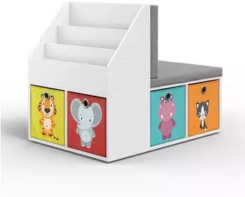 VICCO Onix Kinderregal mit Sitzbank und 6 Faltboxen (32871)