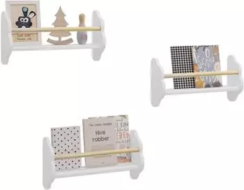 Woltu Kinder-Wandregal 3er Set, Kiefernholz MDF, weiß (W0ETT0079)