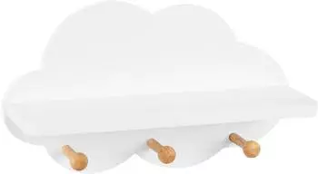 Woltu Kinder Wolkenregal mit Haken, 36x12x20,5cm, weiß (W0ETT0049)