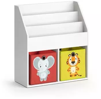 VICCO Luigi Kinderbücherregal mit Faltbox, Elefant/Tiger, 72x79cm (36213)