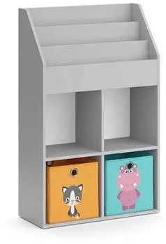 VICCO Luigi Kinderbücherregal mit Faltbox, hellgrau, 72x114cm (39479)
