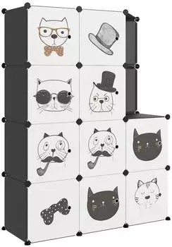 vidaXL Modularer Kinderschrank 10 Würfel, schwarz, PP (340582)