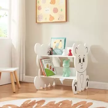 en.casa Tårnby Kinder-Standregal Bärenform, weiß, 60x56x56cm (800000541785)