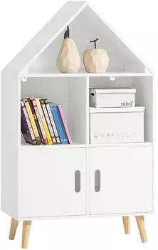 SoBuy KMB58-W Kinderbücherregal Haus-Design, Holz, weiß (KMB58-W)