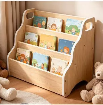 Relaxdays Kinder-B&uuml;cherregal Tischorganizer 3 F&auml;cher, MDF, natur