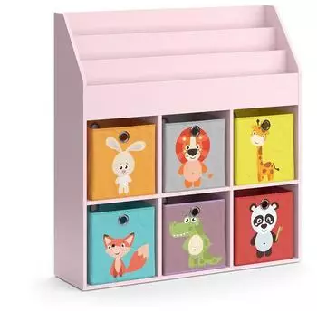VICCO Luigi Kinderbücherregal mit 6 bunten Faltboxen, 107x114cm (40775)