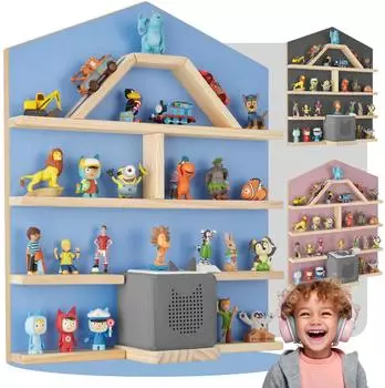 TecTake MyLittleStory House Wandregal, blau, f&uuml;r bis zu 50 Tonies