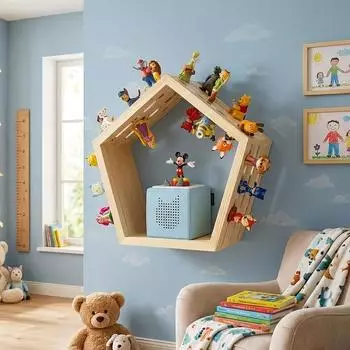 Baby Vivo Wandregal f&uuml;r Toniebox, magnetisch, 68 Tonies, F&uuml;nfeck (34536841)