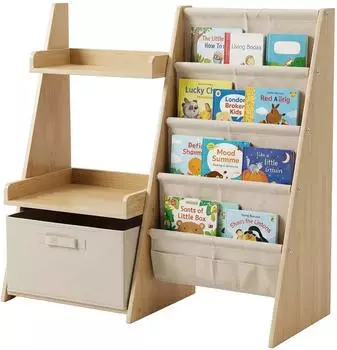 Relaxdays Kinderregal mit Stofftaschen und Box