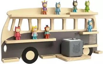 Relaxdays Toniebox-Regal magnetisch, Bus, Holz, 27x54x15cm