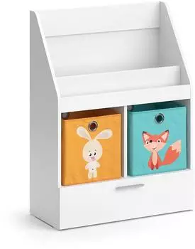 VICCO Luigi Kinderbücherregal mit Faltbox, weiß, 72x96cm (39441)
