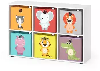 VICCO Kinderregal mit 6 Faltboxen, wei&szlig;, 72x107,8cm (37028)