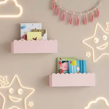 en.casa Vestnes Kinder-Wandregal 2er-Set 40x10x10cm, rosa (Vestnes)