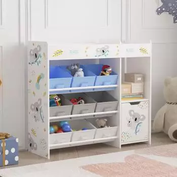 en.casa Søndreland Kinderregal 9 Faltboxen, Koala-Motiv, 80x90x30cm