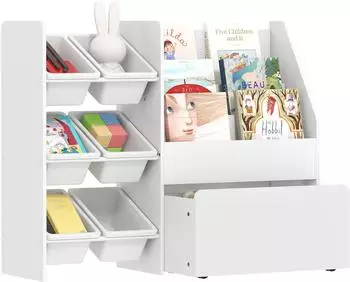 AIYAPLAY Kinderregal mit 6 herausnehmbaren Boxen, 100x30x80cm, wei&szlig; (311-111V90WT)