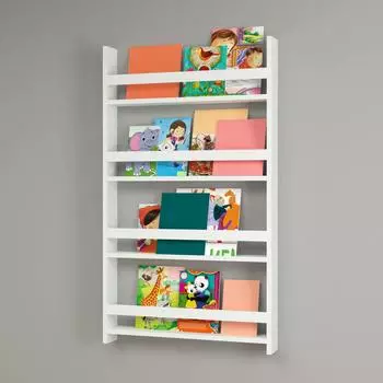 en.casa Soten&auml;s Kinder-Wandregal 4 Ablagef&auml;cher 120x74x10cm wei&szlig;