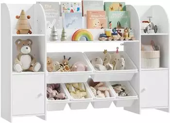 Woltu Kinderregal aus Holz mit 6 Kunststoffschubladen, weiß (W0ITT6085)