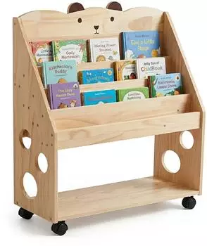Relaxdays Kinderb&uuml;cherregal mit Rollen und Tafel (10054038_0)