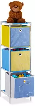 Relaxdays Kinderregal Dino mit 3 Boxen, 89x27,5x30cm (Dino)