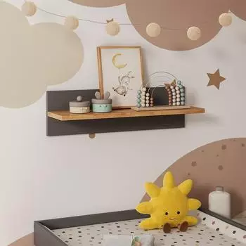 VitaliSpa Malia Kinderzimmer-Wandregal grau/Artisan, 70x20cm