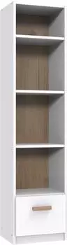 luma-home Standregal mit Schubladen, wei&szlig; & Eiche Dekor, 47x197x40cm (22814-04)