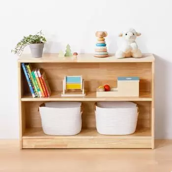 LuxusKollektion Spielzeugschrank Kinderregal, Gummiholz, 90x30x60cm