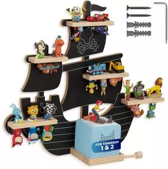 TecTake MyLittleStory Pirate Wandregal magnetisch, doppelseitig, schwarz (406645)