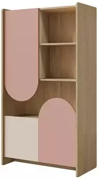 Mirjan24 Lexi 3D 07 Kinderregal mit Türen, Eiche/rosa, 84x151x40cm (800001792932)