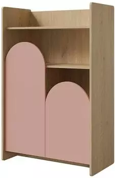 Mirjan24 Lexi 2D 08 Kinderregal mit 2 Türen, Eiche/rosa, 84x128x40cm (800001792926)