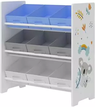 en.casa Boiro Kinderregal 9 Fächer Koala-Motiv 60x62x30cm