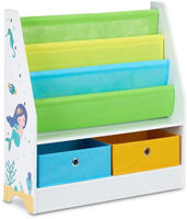 Relaxdays - Kinderregal Meermotiv, 2 Boxen, 3 F&auml;cher, Spielzeug Aufbewahrung, Kinder