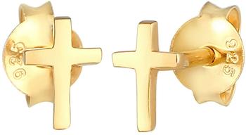 Elli Cross Earrings 925 Sterling Silver Gold-plated