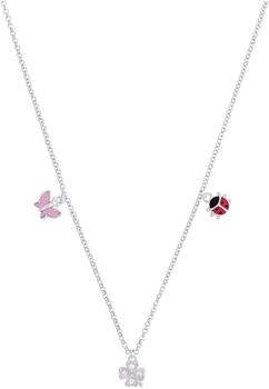 Prinzessin Lillifee Kette mit Schmetterling, Marienkäfer & Kleeblatt Anhänger 925 Sterling Silber für Mädchen mit Zirkonia (2037943)