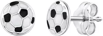 ZEEme Ohrstecker Fußball 925er Sterlingsilber rhodiniert, weiß (203220007)