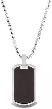 s.Oliver Dog Tag Kette mit Anh&auml;nger, Edelstahl, Achat, Jungen (2036874)